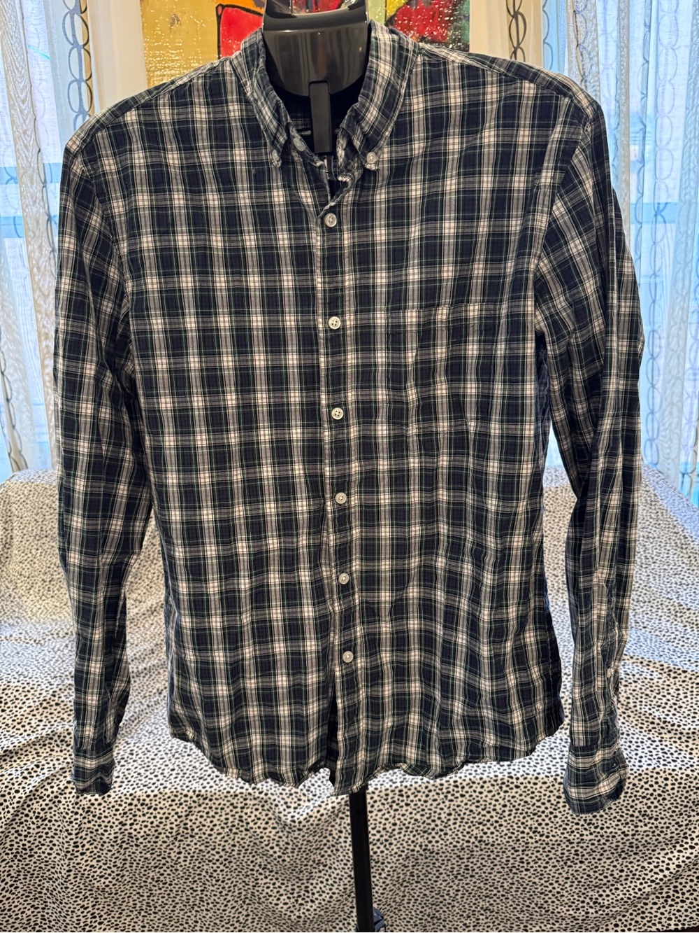 J. Crew Men's Blue Plaid Button-Down Shirt